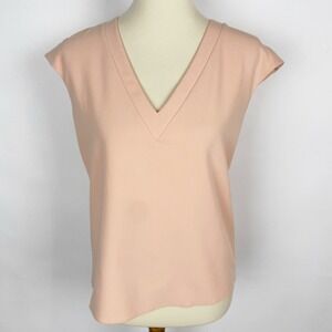 Asos Pink V-Neck Cap Sleeve w/Rear Exposed Zipper Top Women‎ Size 2